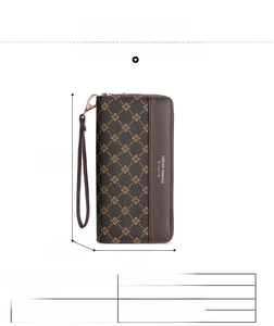 Detailed view of brown PU leather wallet with floral patterns and internal compartments