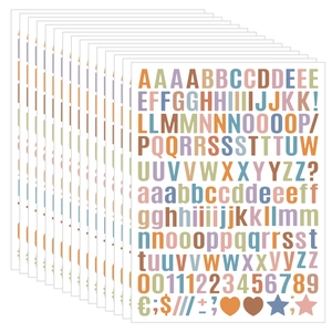 Detail of 0.5 inch Morandi colored alphabet and number stickers for journaling