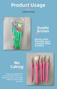 Detail of 5pcs makeup brush set with spiral handles and soft synthetic bristles