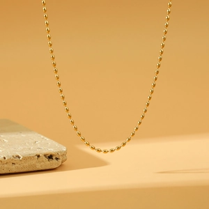 Minimalist 18K gold plated stainless steel rice bead chain necklace for women