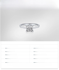 Macro detail of square cut carbon diamond on 925 sterling silver ring with 4-prong setting
