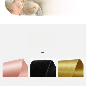 Detailed comparison of pink satin, black velvet, and gold metallic ribbons for garment decor