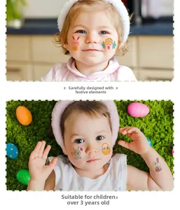 Tatouages temporaires de Pâques pour enfants avec lapins et œufs sur la peau