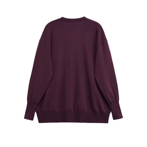 Maglione in maglia viola scuro a girocollo con vestibilità ampia e costine