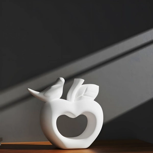 Minimalist white hollow apple and bird silicone resin mold for home artistic decor