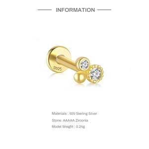 Macro detail of S925 sterling silver butterfly earring with AAAAA zirconia stone specs