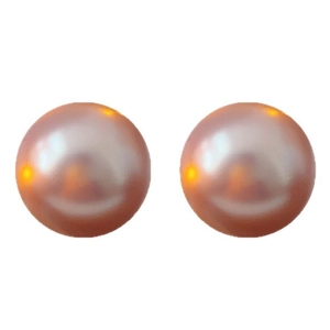 Minimalist round pink pearl stud earrings with sterling silver pins and high luster finish