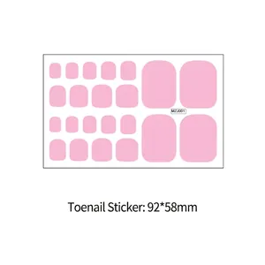 Pink 3D gold stamping toenail stickers set with 22 pieces for DIY pedicure art