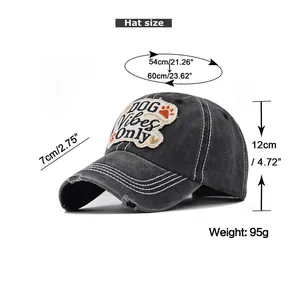 Detailed size chart for cotton baseball cap showing brim, height and circumference measurements