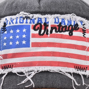 Vintage Baseballkappe aus gewaschener Baumwolle mit US-Flagge und Stickerei-Effekt