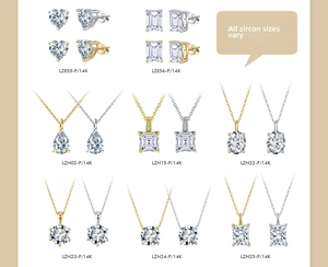 Detailed collection of S925 silver and 14K gold necklaces with various zircon cuts