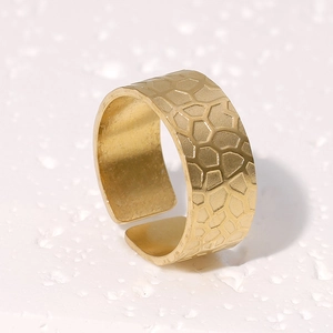 Verstellbarer Edelstahl Ring 18K Vergoldet Wabenstruktur Geometrisch Punk Hip Hop Stil Für Damen Und Herren
