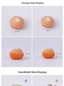 Detailed size comparison of artificial orange segments for home decor and props