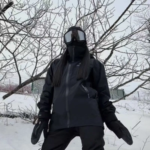 Detailed view of waterproof ski jacket fabric and professional zipper on winter gear