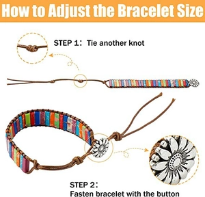 Guide on how to adjust size for the bohemian multi-color imperial stone wrap bracelet