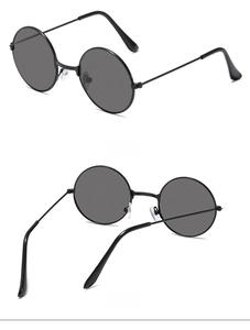 Seiten- und Rückansicht der Retro-Rundmetall-Sonnenbrille für Kinder in Schwarz
