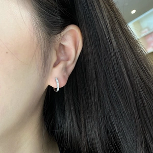 Elegant S925 sterling silver hoop earrings with micro-pave white cubic zirconia stones