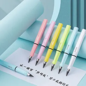 Set of 6 colorful ergonomic inkless eternal pencils with graphite alloy tips for drawing