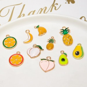 DIY colorful fruit alloy pendants including lemon and peach for jewelry making