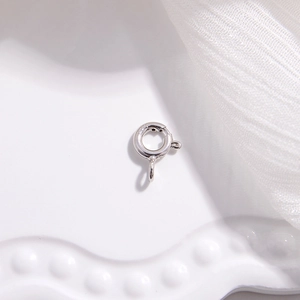 Macro shot of S925 sterling silver spring ring clasp for necklace bracelet DIY jewelry