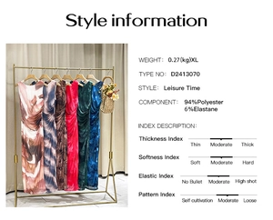 Tableau détaillé des tailles et matières pour robe en mesh tie-dye sans manches avec infos