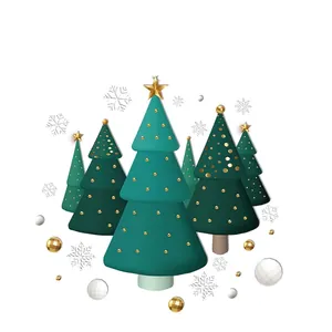 3D Christmas tree window stickers with gold stars and white snowflakes for holiday decor