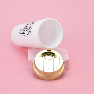 Detail shot of a BOSS LADY double-wall acrylic tumbler with a stylish gold lid