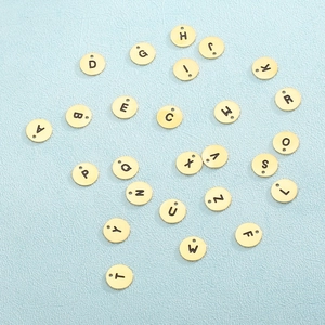 Round Alphabet Letter Pendants Stainless Steel Polished Gold Charms For DIY Jewelry Making Necklaces Bracelets