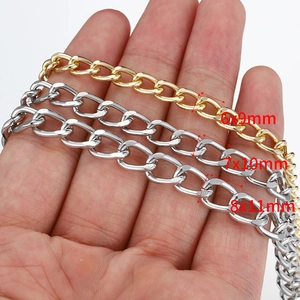 Golden and silver flat Cuban link chains for necklaces in 6x9mm, 7x10mm, 8x11mm sizes