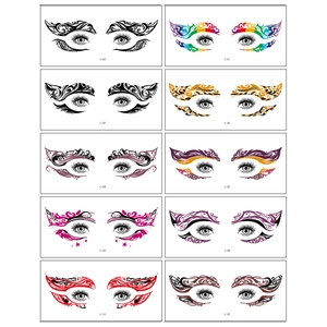 Detail of 10 Halloween eye tattoo sticker designs with colorful artistic patterns