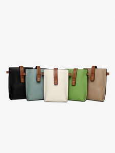 Vertical genuine leather phone bags in five colors with textured lychee pattern finish