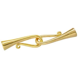 Polished golden trumpet-shaped interlocking clasp for S925 silver jewelry DIY bracelets