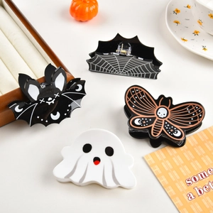 Halloween bat and spider web hair claw clips set for women festival hair accessories