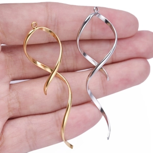 Modern 304 stainless steel ribbon-shaped spiral pendant in gold and silver finish