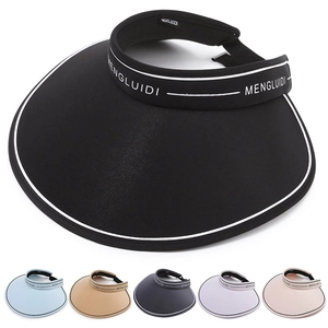 Cappello Visiera Donna Estate Tesa Larga Poliestere Pieghevole Protezione Solare Cappellino Top Vuoto Outdoor Spiaggia Sport
