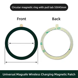 Detailed view of universal MagSafe ring with 3M adhesive showing 55mm outer diameter