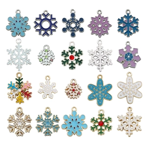 Assorted enamel snowflake charms in various colors for DIY Christmas jewelry making
