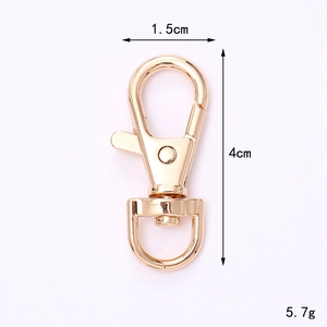 Polished gold zinc alloy lobster clasp 1.5cm width 4cm length with swivel ring detail