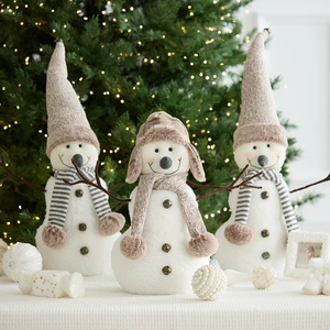 Christmas Snowman Doll Ornaments Plush Knitted Fabric Telescopic Desktop Decoration Holiday Party Home Decor