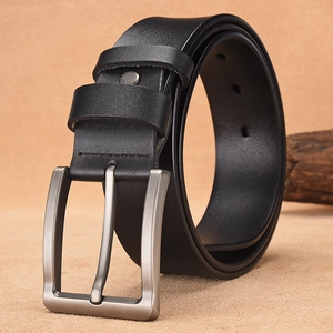 Men Leather Belt Retro Cowhide Waistband With Alloy Pin Buckle Classic Business Casual Vintage Style For Men