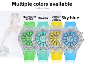 Geneva quartz watch collection in bright colors with rhinestone bezel and silicone band