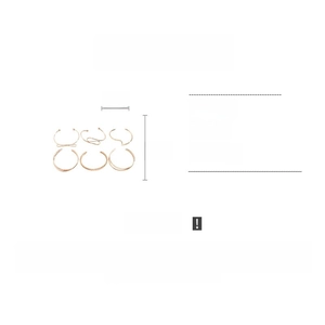 Detailed specifications of 6-piece gold geometric twisted open bangles in iron material