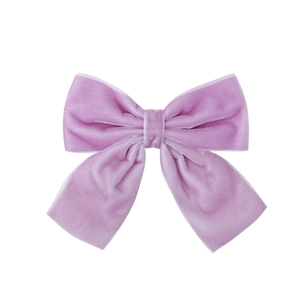 Lavender purple velvet bow hair clip for girls with a soft texture and elegant design