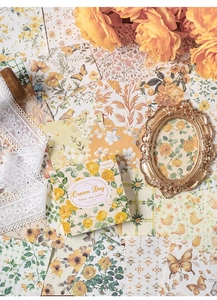 Detailed view of vintage flower garden scrapbooking paper kit with retro floral patterns