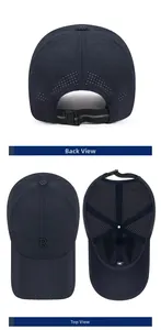 Detail of laser-perforated breathable fabric and adjustable strap on sports cap