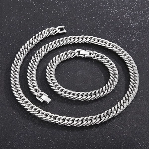 Cuban Link Necklace Stainless Steel Hip Hop Streetwear Silver Color Polished Jewelry For Men Women