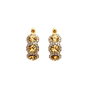 Elegante vergoldete Creolen mit bernsteinfarbenen Edelsteinen und Halo-Diamantbesatz