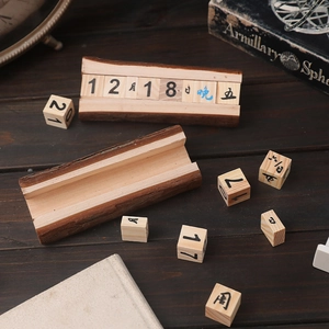Creative vintage wooden desk calendar ornament with natural bark texture for home decor