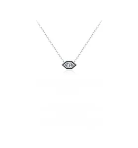 Macro view of S925 sterling silver hexagonal pendant with sparkling marquise cut zircon