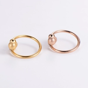 Frosted and polished ball open rings in gold and rose gold stainless steel finishes